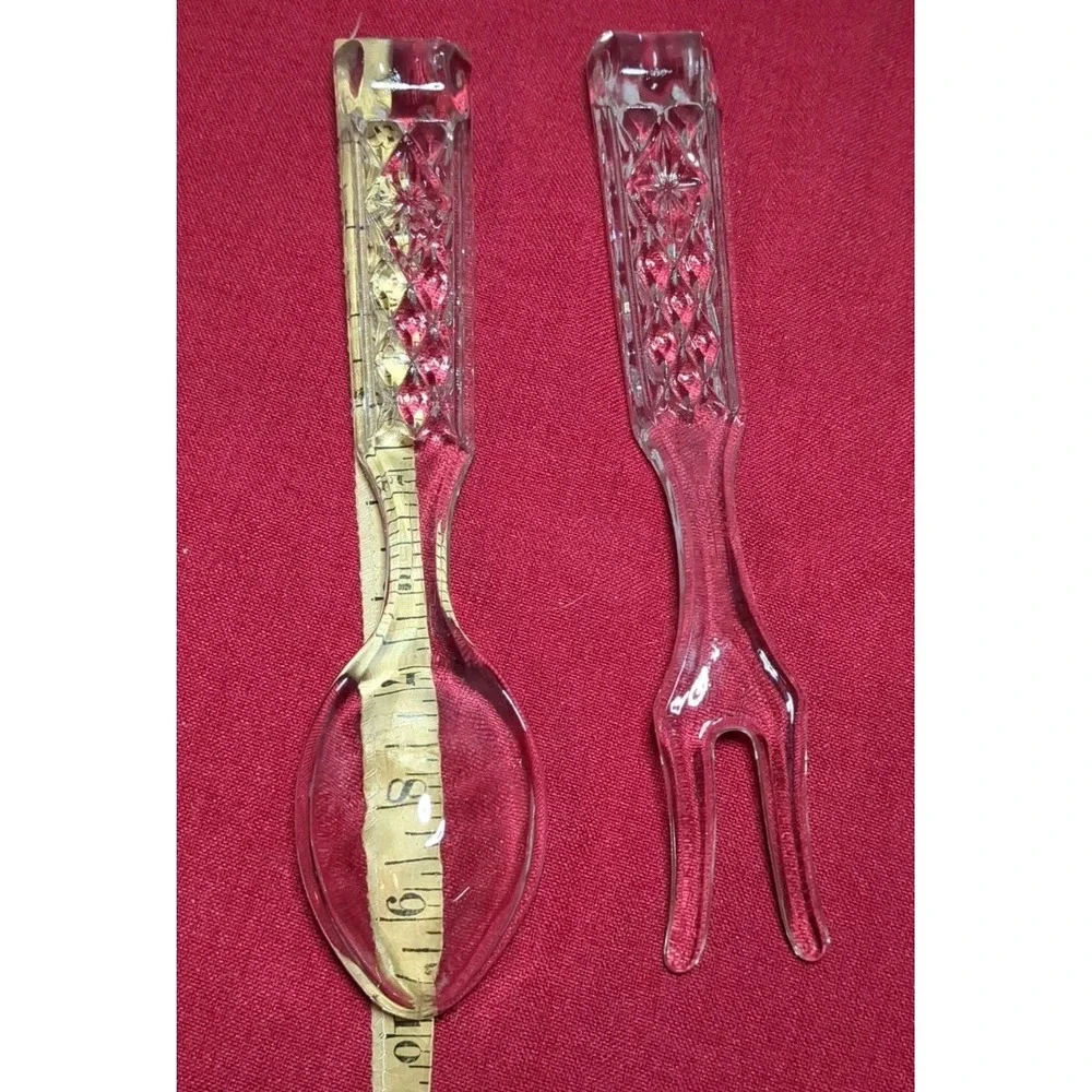Anchor Hocking‎ Crystal Wexford Serving Salad Fork & Spoon Set